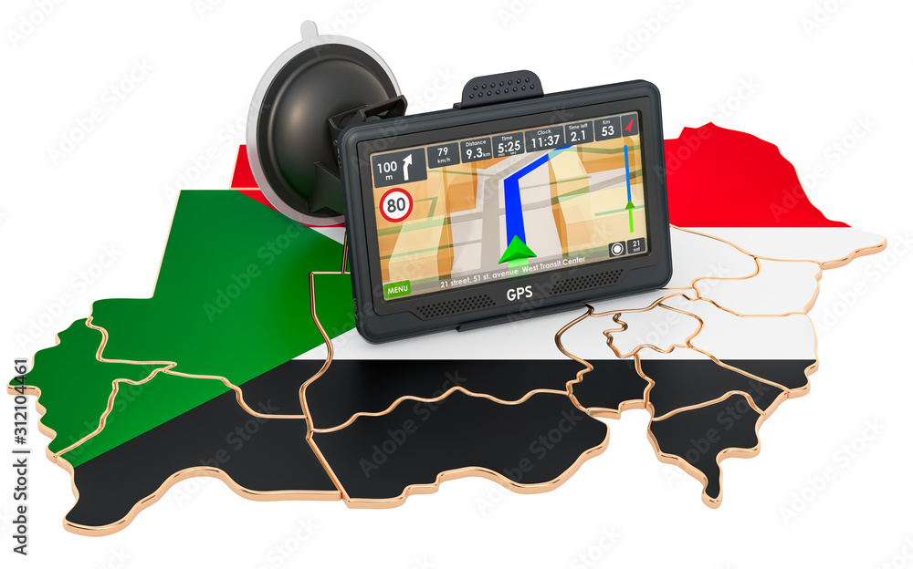 Poster gps navigation in sudan, 3d rendering