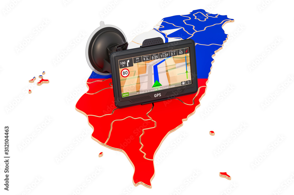 Poster gps navigation in taiwan, 3d rendering
