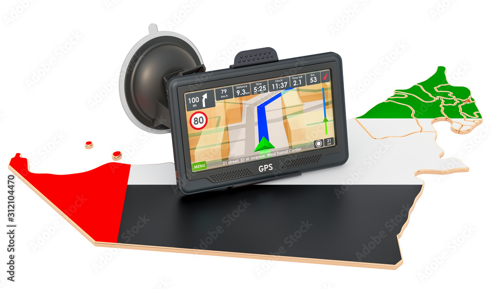 Poster gps navigation in the uae, 3d rendering