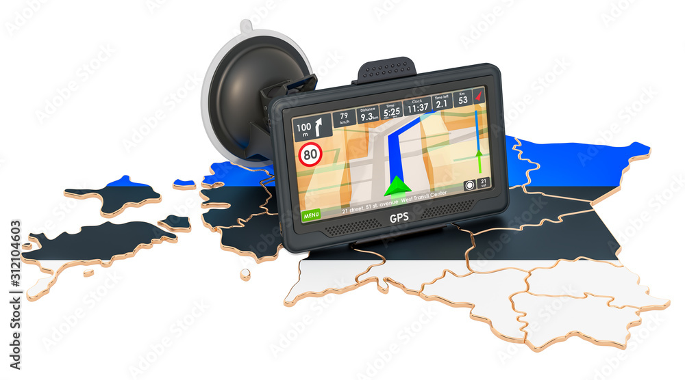 Poster gps navigation in estonia, 3d rendering