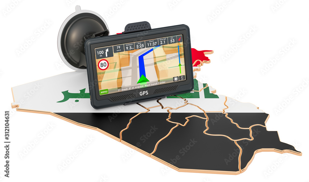 Poster gps navigation in iraq, 3d rendering