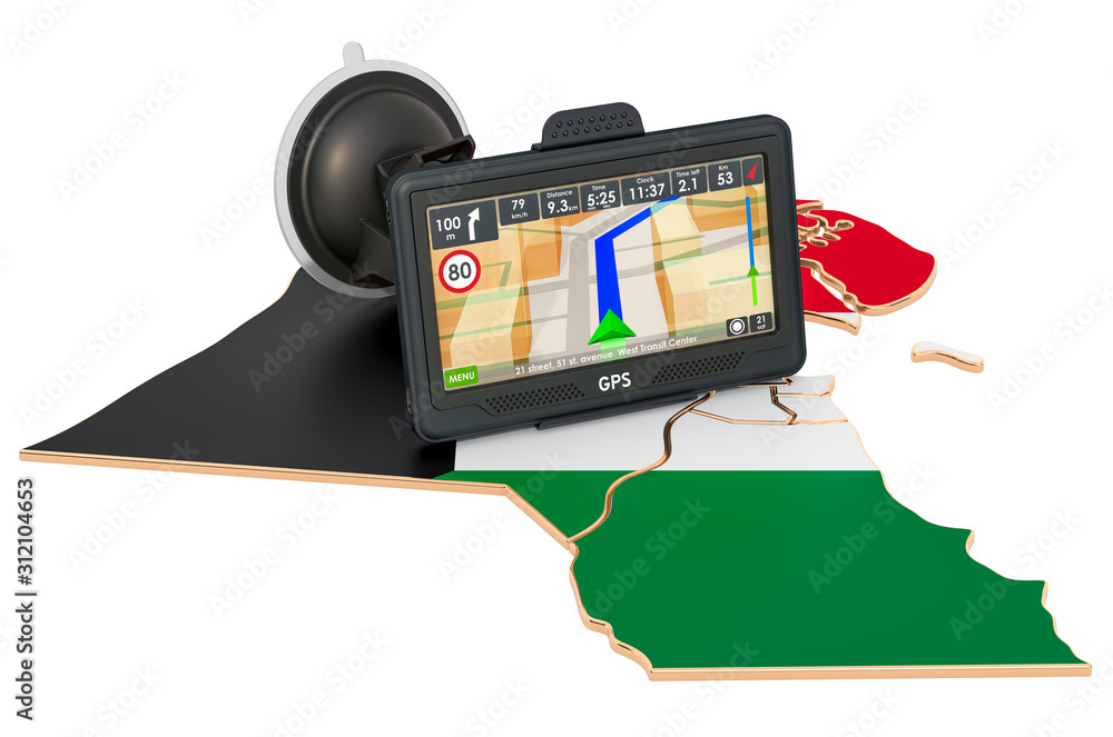 Poster gps navigation in kuwait, 3d rendering