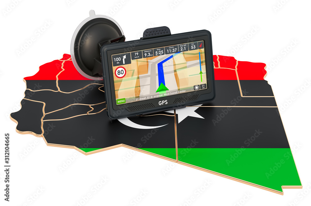 Poster gps navigation in libya, 3d rendering