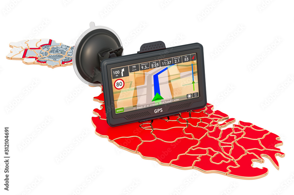 Poster gps navigation in malta, 3d rendering