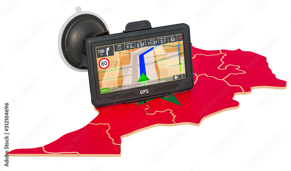 Poster gps navigation in morocco, 3d rendering