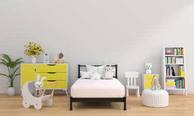 White child room interior for mockup, 3D rendering