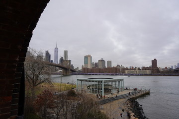 city bridge and city skyline Brooklyn bridge
