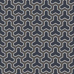 Abstract seamless pattern. Linear style. Geometric tiles with triple hexagonal elements.