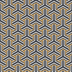 Abstract seamless pattern. Striped geometric tiles with triple weaving elements.