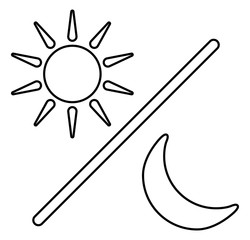 Day and night simple line icon. Sun and moon .The symbol of the change of concept isolated on white background