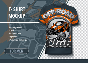 Mock-up of T-shirts with the logo of UTV Buggy off-road club
