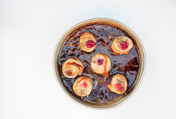 A dish of cranberry stuffing