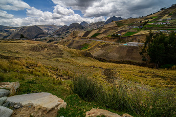 Diverse central landscape with mountains of valleys and canyons in South America of Ecuador