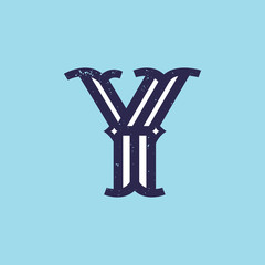 Y letter logo in slab serif retro style with grunge texture.