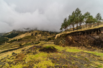 Diverse central landscape with mountains of valleys and canyons in South America of Ecuador