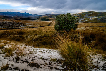 Diverse central landscape with mountains of valleys and canyons in South America of Ecuador