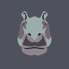 Cartoon animal, hippo face. Flat design.Vector Illustration
