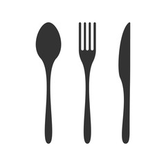 Knife, fork and spoon isolated on white background. Vector illustration