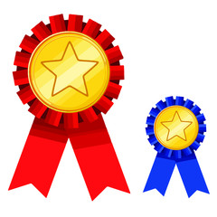 Vector gold medal with ribbon isolated on white.