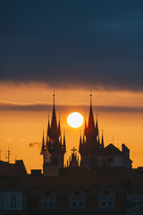 Naklejka premium Charles Bridge in Prague at the sunrise