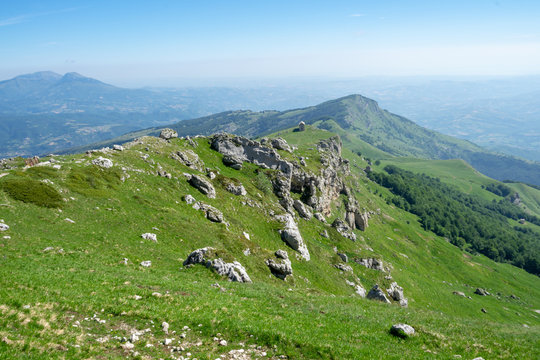 Green hills of Gransasso Mountain