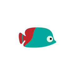 Aquarium red fish isolated on white background. Cartoon sea exotic fish. Vector illustration