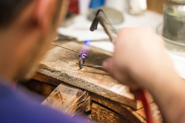 Hand-made wedding ring by goldsmith craftsman