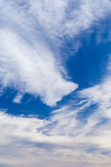 Vertical shot of unusual and odd cloud formation with blue sky in Zagreb