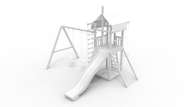 3d rendering of a playground isolated in white background