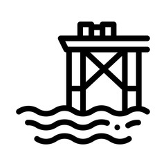Oil Sea Platform Icon Vector. Outline Oil Sea Platform Sign. Isolated Contour Symbol Illustration