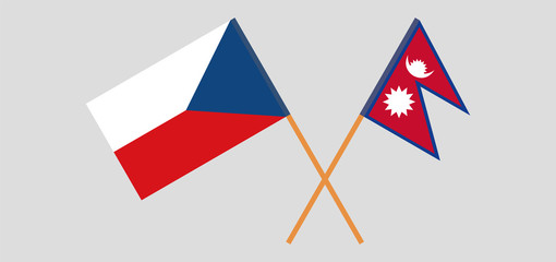 Crossed flags of Nepal and Czech Republic