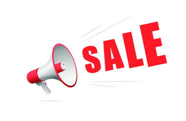 Announincing a big sale vector illustration that includes megaphone and red Sale word.