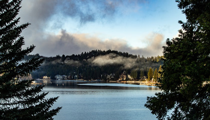 Beautiful landscape of Lake Arrowhead, California in the San Bernardino Mountains in the winter