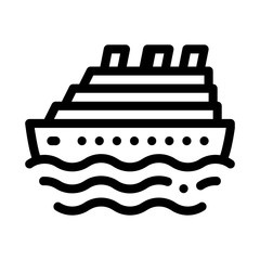 Cruise Ship Icon Vector. Outline Cruise Ship Sign. Isolated Contour Symbol Illustration
