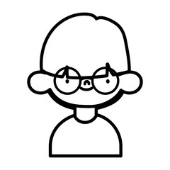 cute little boy cartoon character portrait thick line