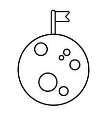 Moon with flag ouline icon isolated on white background. simple Linear style sign for mobile concept and web design.