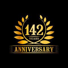142 years logo design template. Anniversary vector and illustration template.