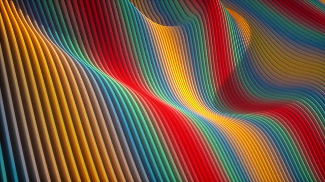Wicker colorful lines, waves, fractal background. 3D illustration. Abstract.
