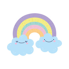 baby shower cute rainbow and clouds cartoon