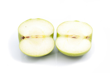Cut of half green apple