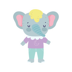 baby shower cute elephant with clothes cartoon