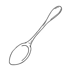 Spoon icon. Vector illustration of a small coffee spoon. Hand drawn teaspoon, dessert spoon.