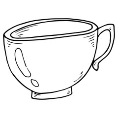 Cup of tea, coffee icon. Vector illustration of coffee, tea cup, mug. Hand drawn cup of hot tea, coffee.