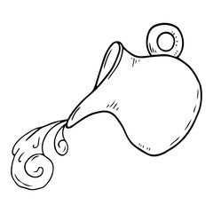 Milk jug icon. Vector illustration of a ceramic milk jug. Hand drawn classic vintage milk jug.