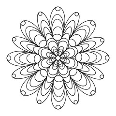 Easy mandala, basic and simple mandalas coloring book for adults, seniors, and beginner. Floral. Flower. Oriental. Book Page. Outline.