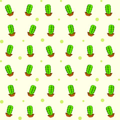 vector cartoon cactus seamless pattern