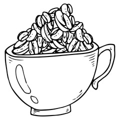 Cup full of coffee beans icon. Vector illustration of a cup with coffee beans.