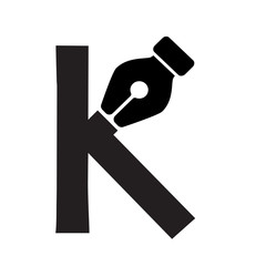 Letter K logo with pen nib
