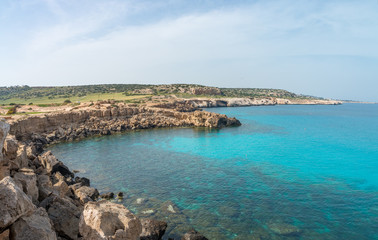 Fototapeta na wymiar Cliff at the Mediterranean sea shore