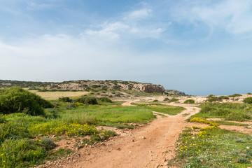 Gravel road to sea shore on Cavo Greco